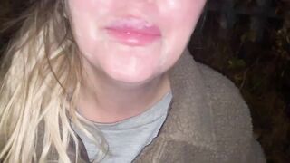 Offered a drink on the street to take a cum shot