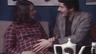 Preggo MILF among two schlongs - Retro