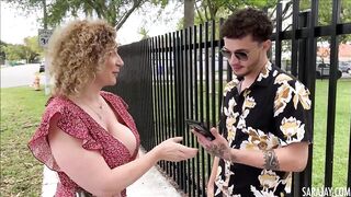 Sara Jay is a big titted, blonde woman who is often having sex with younger lads