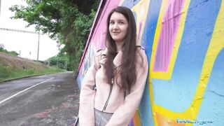 Public Agent - very cute college Teen art student with natural bazookas studies a big schlong outdoors