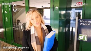 Slutty blond rides knob after class