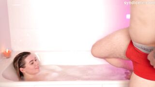 Stepsister and stepbrother screw in the bathtub while parents are not at home