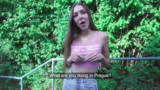 Public Agent - Tall slender college cutie with long legs could easily be a model but loves money and weenie and looks valuable with a wang cumming inside her