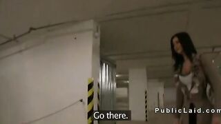 Glamorous butt and big titties cutie fucked in public