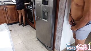 My stepfather couldn't resist the temptation of his stepdaughter's booty, this chap fucks her in the kitchen with his wife resting in her room