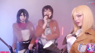 4K Mikasa & Historia & Sasha 3-some Bang