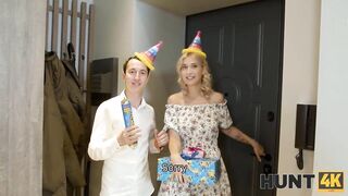 HUNT4K. Girlie has dick in the tushy but her boyfriend gets money