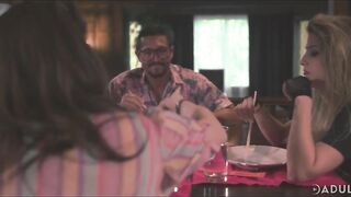 three Lesbo Honeys On Daybed