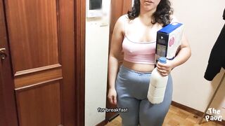 stepmother and stepson share hawt milk with morning cereal