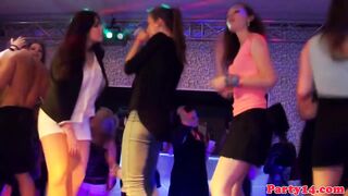 Tonguepierced euro partybabe facialized at dance party