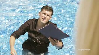 Pretty izzy gets her taut blonde cunt screwed by the pool