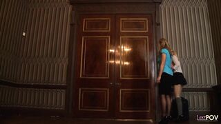 Angry at the rude student the lesbian teaches her about respect with plenty o...