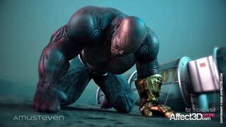 Superhero 3d animation with a big titties cutie