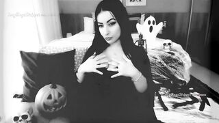 HORROR PORN Virtual sex GFE POV SEX with Morticia Addams cosplay you fucking Morticia in POV doggy style riding and cum in her mouth