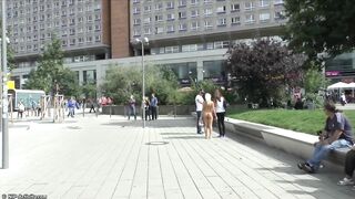 Blond czech teen showing her sexy body undressed in public