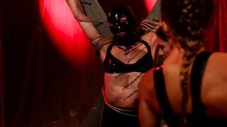 Latex Femdoms Lora Cross & Ciren Verde extraordinary tease & denial of Amber Shock