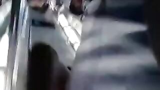 Vertical boner in sweatpants on the subway car