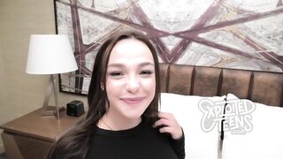 This 18 yr old model with 32DD natural melons is making her first porn