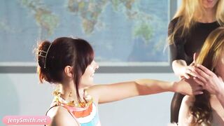 three gals. Jeny Smith and her friends are nude on camera