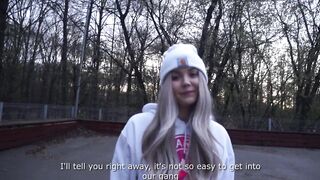 Concupiscent gal sucks everyone for joining a gang of skaters