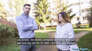 Public Agent Cute small breasts Spaniard cheating when she sucks big wang pov