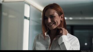 Hot bossy gal makes her cleaning lady explode in orgasm