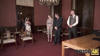 BRIDE4K. Slutty newlyweds can't resist and get intimate right after wedding