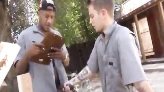 The handsome boy loves black dick