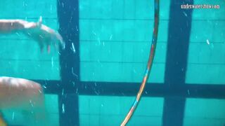 Honeys swim undress and have fun underwater