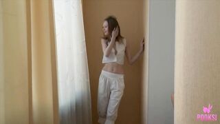 Skinny College Brunette hair Hair Daisy Takes Her Cute Outfit Off To Masturbate!