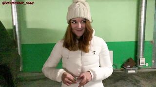 PICKUP IN GARAGE - REDHEAD CHEATED ON HER GUY FOR MONEY