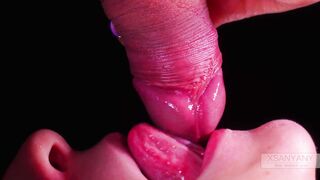 CLOSE UP: MAJORITY WORTHY Milking Mouth for your ROD! Sucking Dick ASMR, Tongue and Lips ORAL PLEASURE-JOB DOUBLE SPUNK FLOW -XSanyAny