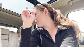 Trying out the biggest toy I've ever owned in the backseat of my car!!