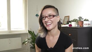 Ersties: Cute Brunette hair Hair Hottie Fingers Her Shaved Pussy