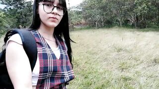 Concupiscent schoolgirl skips classes to get drilled in a river