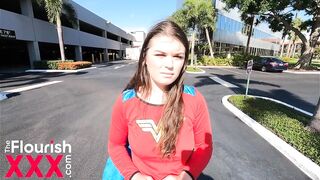 Wonder Woman catches her Cheating Guy and gets creampied - Anastasia Rose