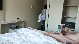 Public Ramrod Flash. Hotel maid was shocked when she saw me wanking during room cleaning service but decided to help me cum