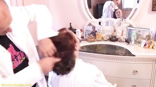 older rough drilled by hairdresser