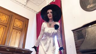 Lady Dimitrescu sucks and fucks . Resident Cruel Village Cosplay Halloween 2023