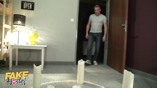 Fake Hostel Three-some with curvy large booty sexually excited Latin babe gals