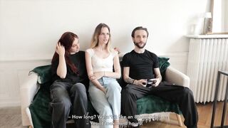 Amateur threesome – two French femdom-female-dominant share a lucky man.