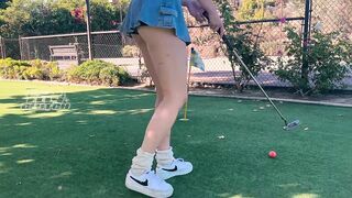 Golf date turns into sneaky public fuck with sexy redhead