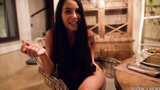 Record of my charming hawt and skinny brunette while this hottie eating my cum after dinner in hotel room