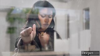 Deeper. Pliant Queenie wears chastity strap for her dom