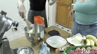 Caked covered les granny