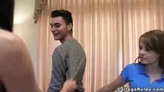 COLLEGE RULES - A Poor College Guy Gets Dominated By A Group Of Sorority Sweethearts On His Initiation Day