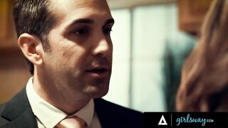 GIRLSWAY - Lonely Woman Cheats On Her Husband With His Boss' Wife Angela White During Couple Dinner