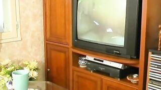 Overweight French woman pleasant her dude all over he house