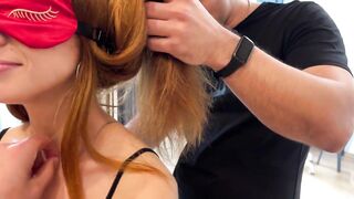 Husband puts a blindfold on his wife, friends fuck his wife