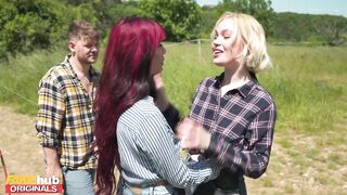 FAKEhub - Cheating fiancee bangs his wifes majority worthwhile friend up the butt on a camping journey and cums on face